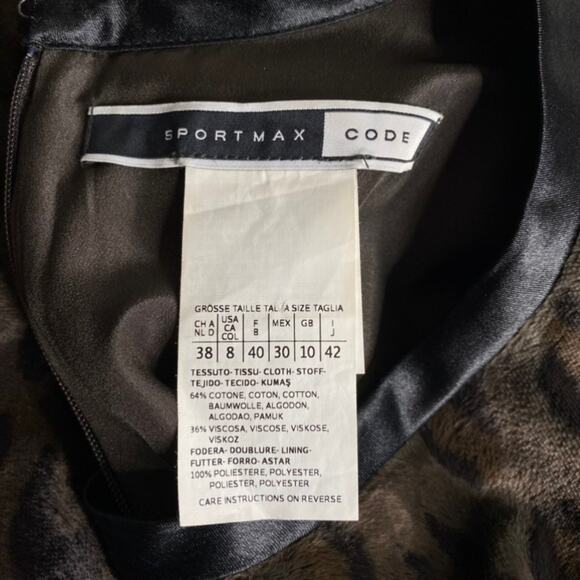 Sportmax Code Faux Fur Leopard Print Dress size US 8 - Picture 12 of 13